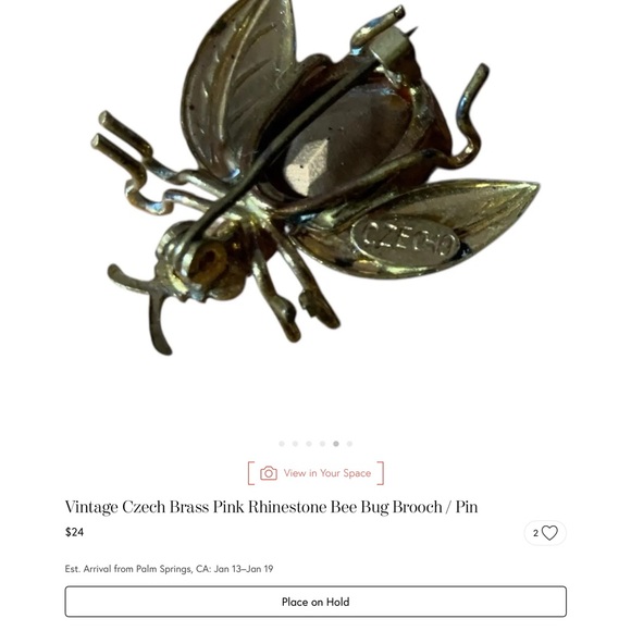 Pink Rhinestone Bee Brooch Pin - Picture 5 of 6